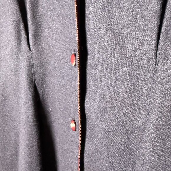 Bill Geoffrey’s Vintage Navy with Burgandy Trim and Buttons Coat Dress Sz 4 - Picture 4 of 8